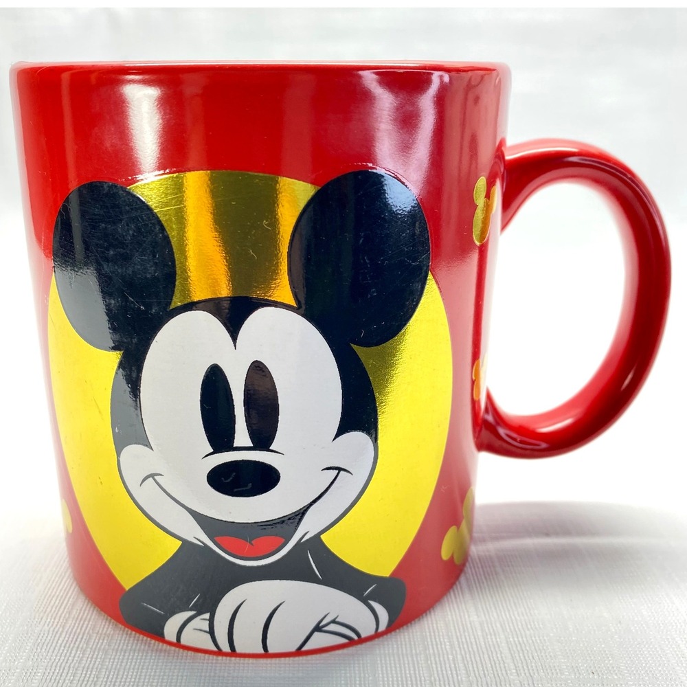 Mickey Mouse Mug Gold Heart Graphic Disney Galerie Coffee Cup Collectible 16 oz.